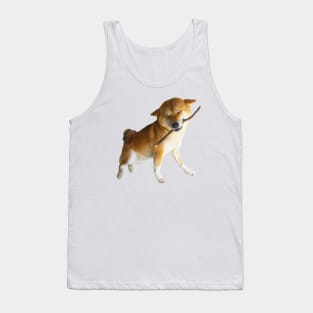 Lilly the Shiba Inu Smiling with Stick Tank Top